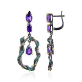 Amethyst Dangling Snake Earrings - FineColorJewels