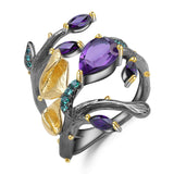 Artisan Gold Plated Petal Amethyst Ring