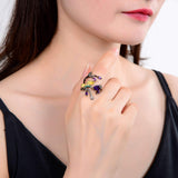 Artisan Gold Plated Petal Amethyst Ring