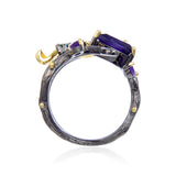 Artisan Gold Plated Petal Amethyst Ring