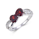 Signature Dual Heart Shaped Garnet Ring
$ 50 & Under, 6, Heart, Garnet, Pyrope/Dark Red, White, White Topaz, 925 Sterling Silver, Fashion