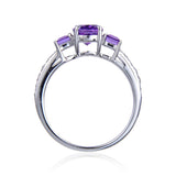 February birthstone ring, three stone ring design, eternity ring design