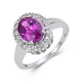topaz and sapphire ring, pink created sapphire oval ring