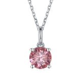 Pink Moissanite Solitiare Necklace - FineColorJewels