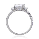 Classic Square White Topaz Engagement Ring, $ 50 & Under, White Topaz, White, Square, 925 Sterling Silver, 6, 7, 8, Three Stone