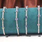 four color Genuine Sapphire Bracelet with Natural White Zircon