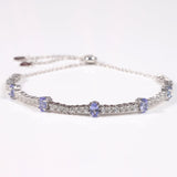 ,Natural Blue Tanzanite Tennis Bracelet Sterling Silver Tennis Bracelet for WomenTanzanite Adjustable Bracelet - FineColorJewels