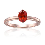 Genuine Spessartite Garnet One Carat Solitaire Ring | Rose Gold Plated Sterling Silver Ring | Solitaire Ring - FineColorJewels