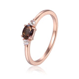 Alexandrite and White Sapphire Ring Rose Gold Plated Silver - FineColorJewels