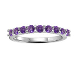 Stackable Sterling Silver Round Amethyst Ring, half eternity ring design, purple gemstone ring, amethyst and sterling silver ring