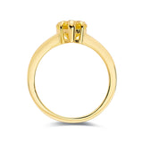 Yellow Diamond Heart Ring  18K Yellow Gold Plated Ring   - FineColorJewels