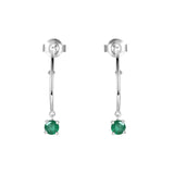 Genuine Emerald Dainty Round Hoop Earrings Green Emerald Hoop Earrings 