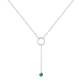 Genuine Emerald Dainty Round Pendant Necklace