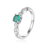 Rose Gold Plated Genuine Green Emerald Round cut Ring