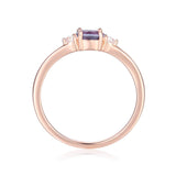 Rose Gold Plated Oval Shaped Created Alexandrite Dainty Ring