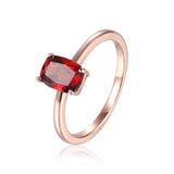 Rose gold plated ring, sterling silver garnet ring