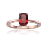 Sterling Silver Ocatogon Cut Garnet Solitaire Ring, Garnet Cushion Solitaire Ring