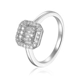 White Topaz Baguette Halo Ring - FineColorJewels