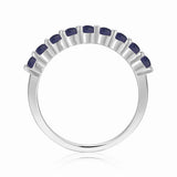 Silver Round Sapphire Eternity Ring - FineColorJewels